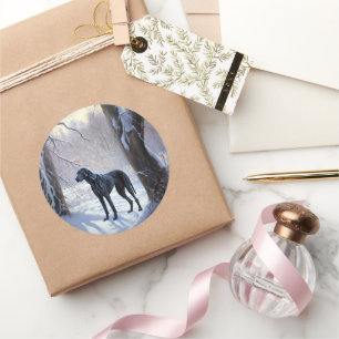 Great Dane Laat het Sneeuwen Kerstmis Ronde Sticker