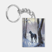 Great Dane Laat het Sneeuwen Kerstmis Sleutelhanger (Voorkant Links)