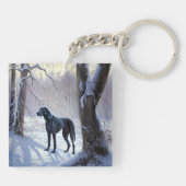 Great Dane Laat het Sneeuwen Kerstmis Sleutelhanger (Achterkant)