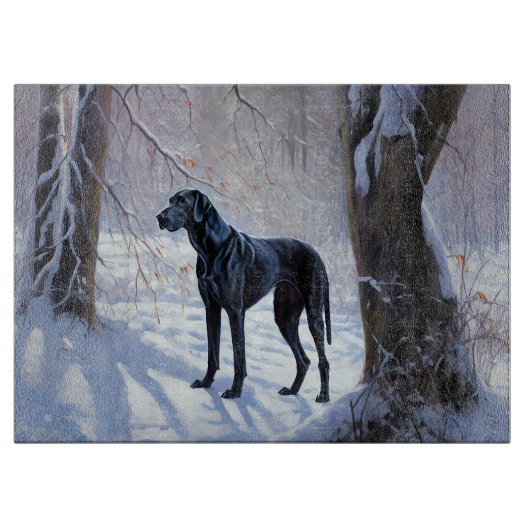 Great Dane Laat het Sneeuwen Kerstmis Snijplank (Voorkant)