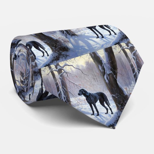 Great Dane Laat het Sneeuwen Kerstmis  Stropdas (Opgerold)