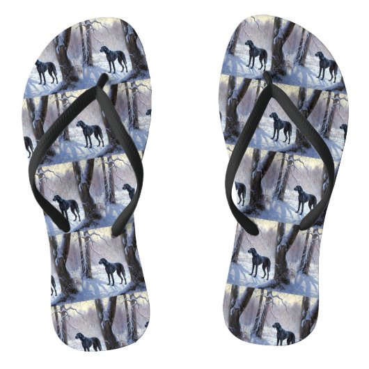 Great Dane Laat het Sneeuwen Kerstmis Teenslippers (Voetbed)