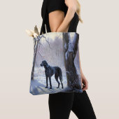 Great Dane Laat het Sneeuwen Kerstmis Tote Bag (Dichtbij)