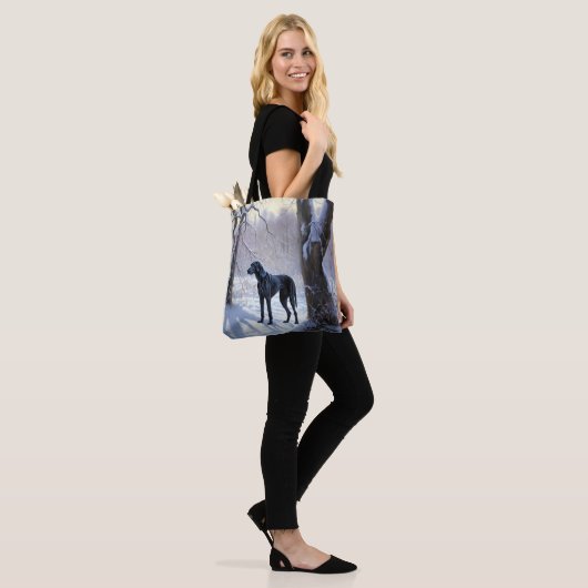 Great Dane Laat het Sneeuwen Kerstmis Tote Bag (Op model)