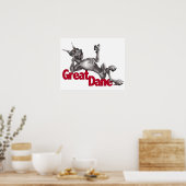 Great Dane Laid Back Black Poster (Keuken)