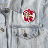 Great Dane Laid Back Brindle UC Ronde Button 5,7 Cm (In situ)
