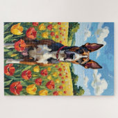 Great Dane Lentetulpveld Hond Legpuzzel (Horizontaal)
