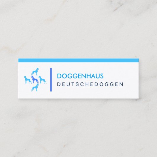 Great Dane lichtblauw  Mini Visitekaartje (Voorkant)