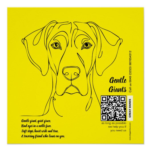 Great Dane Lijn Kunst Poster (Voorkant)