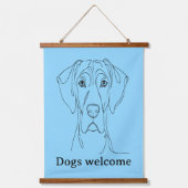 Great Dane lijntekening Hangend Wandkleed (Voorkant)