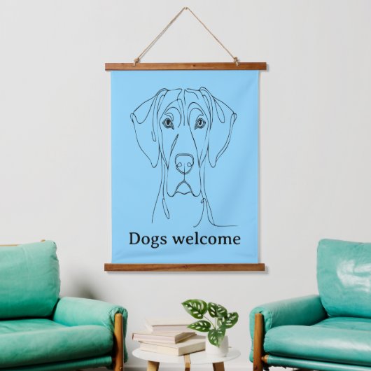 Great Dane lijntekening Hangend Wandkleed (Woonkamer)