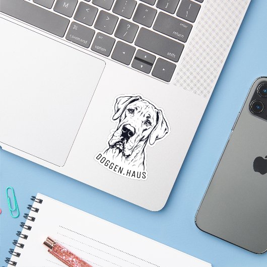 Great Dane Logo Stijl Sticker (Laptop met iPhone)