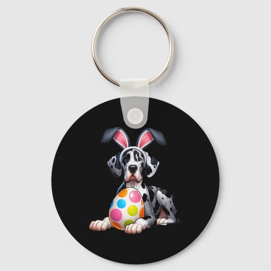 Great Dane Lovers Easter Egg Eggs Bunny Rabbits Me Sleutelhanger (Voorkant)
