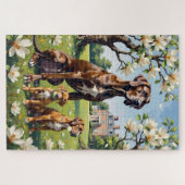 Great Dane Magnolia Tuin Kunst Legpuzzel (Horizontaal)