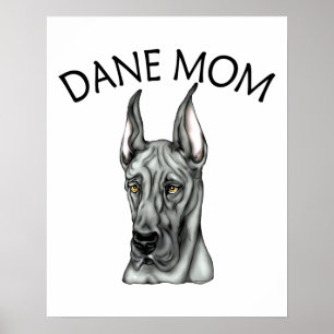 Great Dane Mam Black Poster