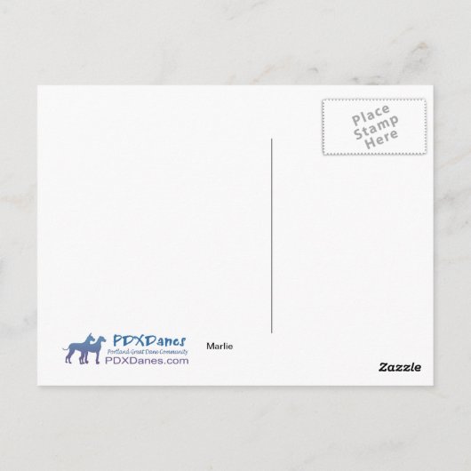 Great Dane Marlie in Bos Briefkaart (Achterkant)
