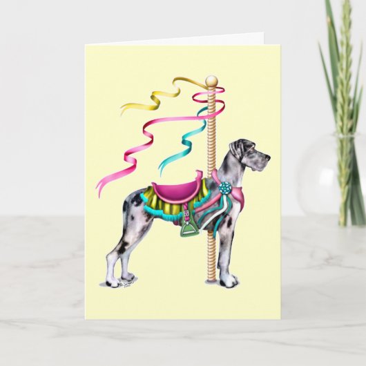 Great Dane Merle Carousel UC - Gepersonaliseerd Kaart (Voorkant)