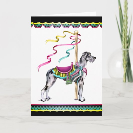 Great Dane Merle Carousel UC - Gepersonaliseerd Kaart (Voorkant)