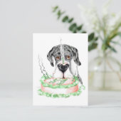 Great Dane Merle UC Birthday Cake Briefkaart (Staand voorkant)