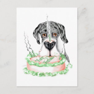 Great Dane Merle UC Birthday Cake Kaart