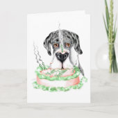 Great Dane Merle UC Birthday Cake Kaart (Voorkant)