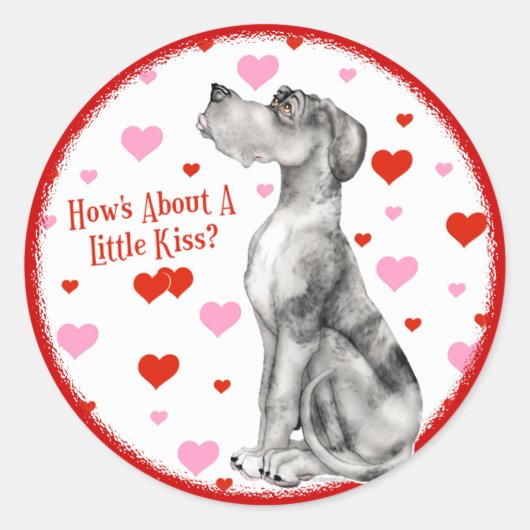 Great Dane Merle UC Kiss Stickers (Voorkant)
