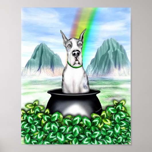 Great Dane MerleB Pot O Gold Poster (Voorkant)