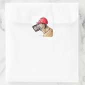 Great Dane met een rode bouwhelm Vierkante Sticker (Tas)