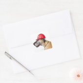 Great Dane met een rode bouwhelm Vierkante Sticker (Envelop)