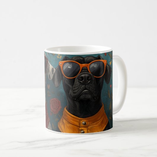 Great Dane Met Hart Rozen Valentijnsdag Koffiemok (Voorkant rechts)