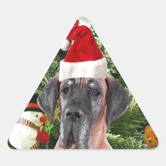 Great Dane met Kerstboom Geschenkdozen Kerstman Ho Sticker (Voorkant)