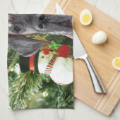 Great Dane met Kerstboom Geschenkdozen Kerstman Ho Theedoek (Quarter Fold)