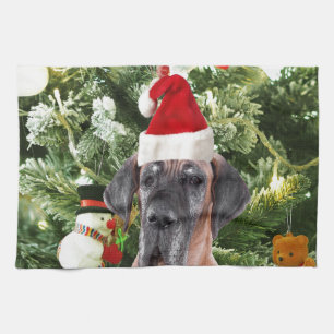 Great Dane met Kerstboom Geschenkdozen Kerstman Ho Theedoek