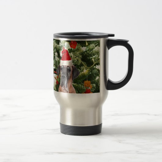 Great Dane met Kerstboom Gift Boxes Kerstman Hoed Reisbeker (Rechts)