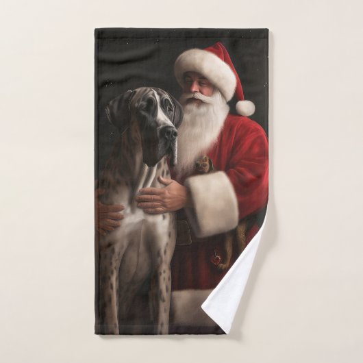 Great Dane met Kerstman Festieve Kerst Bad Handdoek (Handdoek)