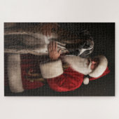 Great Dane met Kerstman Festieve Kerst Legpuzzel (Horizontaal)
