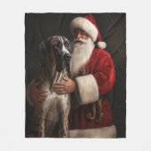 Great Dane met Kerstman Festive Kerstmis Fleece Deken (Voorkant)