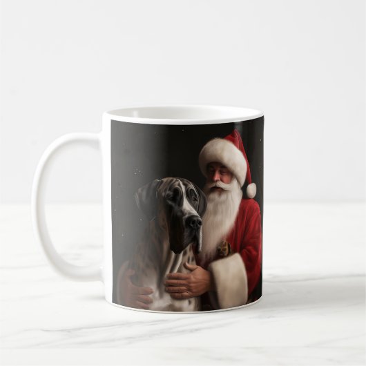 Great Dane met Kerstman Festive Kerstmis Koffiemok (Links)