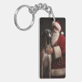 Great Dane met Kerstman Festive Kerstmis Sleutelhanger (Voorkant Links)