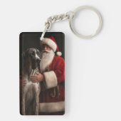 Great Dane met Kerstman Festive Kerstmis Sleutelhanger (achterkant)