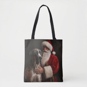 Great Dane met Kerstman Festive Kerstmis Tote Bag