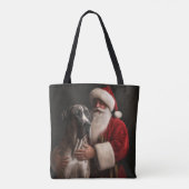 Great Dane met Kerstman Festive Kerstmis Tote Bag (Achterkant)