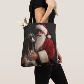 Great Dane met Kerstman Festive Kerstmis Tote Bag (Dichtbij)