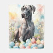 Great Dane met Pasen Eieren Fleece Deken (Voorkant)