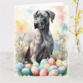 Great Dane met Pasen Eieren Kaart (Gele Bloem)