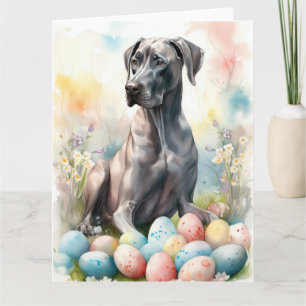 Great Dane met Pasen Eieren Kaart
