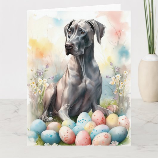 Great Dane met Pasen Eieren Kaart (Voorkant)
