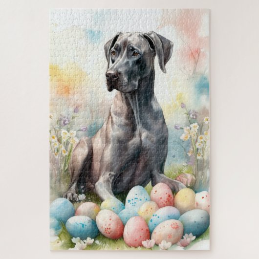Great Dane met Pasen Eieren Legpuzzel (Verticaal)