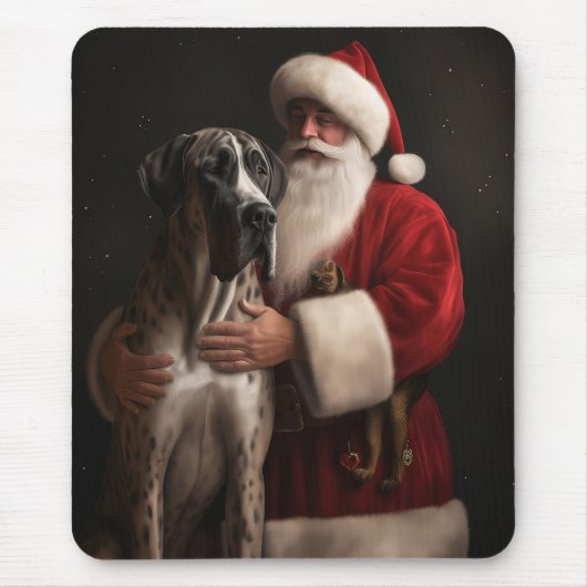 Great Dane met Sinterklaas Festive Kerstmis Muismat (Voorkant)