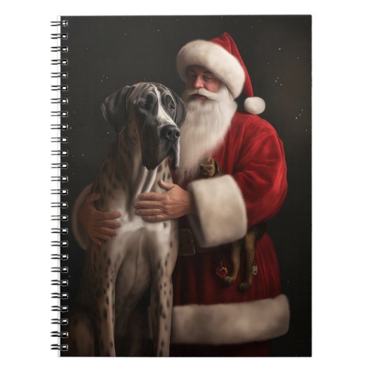 Great Dane met Sinterklaas Festive Kerstmis Notitieboek (Voorkant)